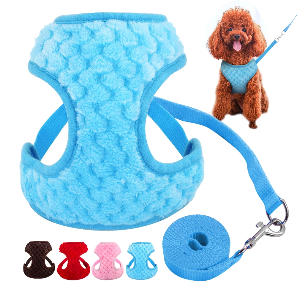 

Soft Cat Harness and Leash Set 4 colors Adjustable Puppy Pet Vest Harness For Pug Chihuahua Small Medium Dogs Cats