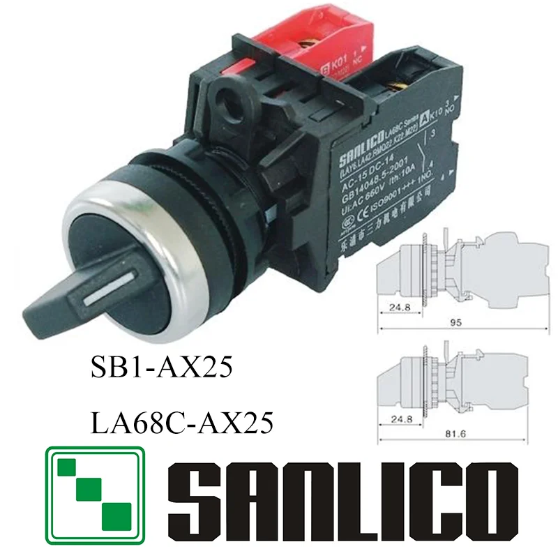 

waterproof selector switch rotary switch knob switch two or three position standard handle SB1(LA68C M22)-AX25