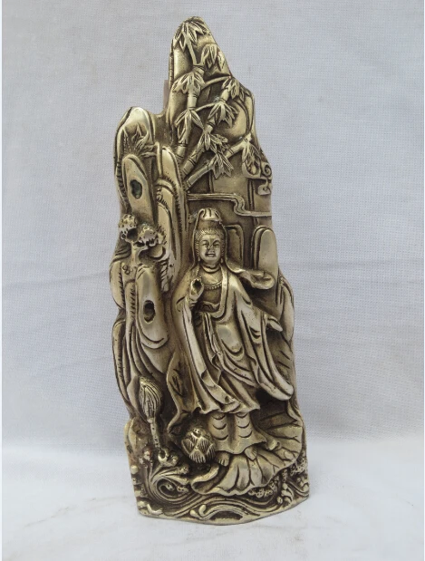 

Antique antiques Collectible Decorated Old Handwork Tibet Silver Carved Guanyin Buddha Mountain With Mark Statue/ Sculpture