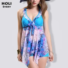 Купальник Танкини, плюс размер, женский купальник, платье большого размера, женский купальник с шортами, пляжная одежда, купальный костюм, комплект из двух предметов, XXL, синий