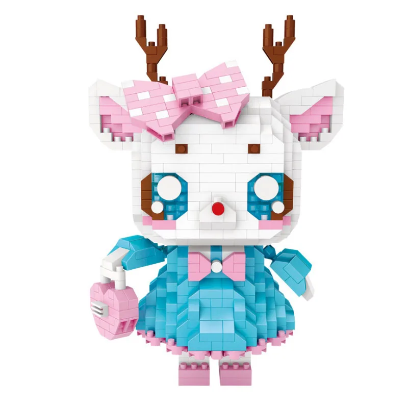 Animal cartoon diamond block plastic cute building blocks duck monkey model bricks educational Action Figures Toys for Children