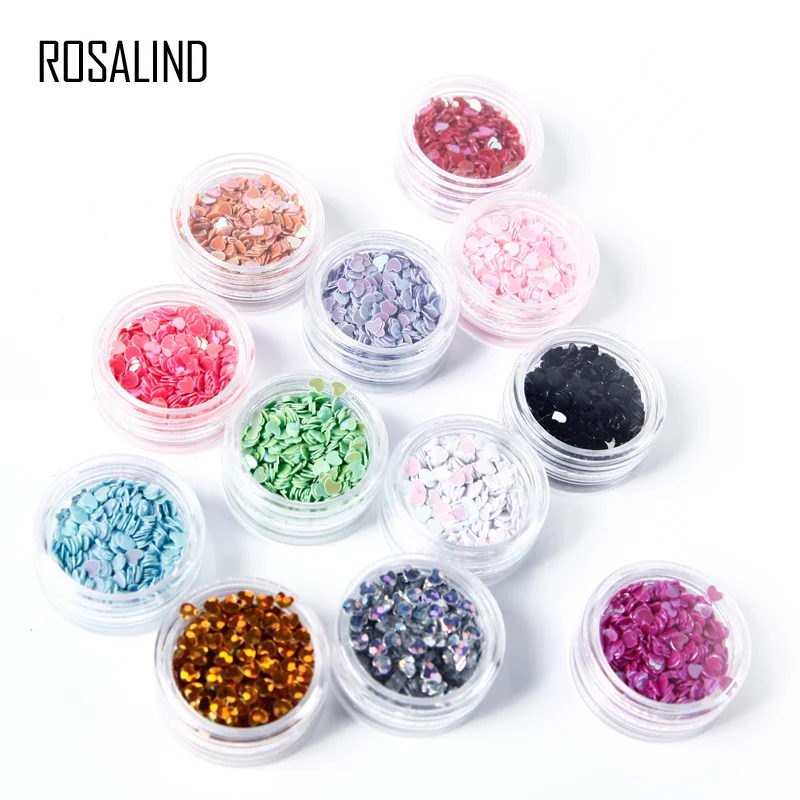 ROSALIND 1 коробка Кристалл 3D дизайн ногтей Стразы и украшения Смешанные аксессуары в колесиках аксессуары для самостоятельного маникюра