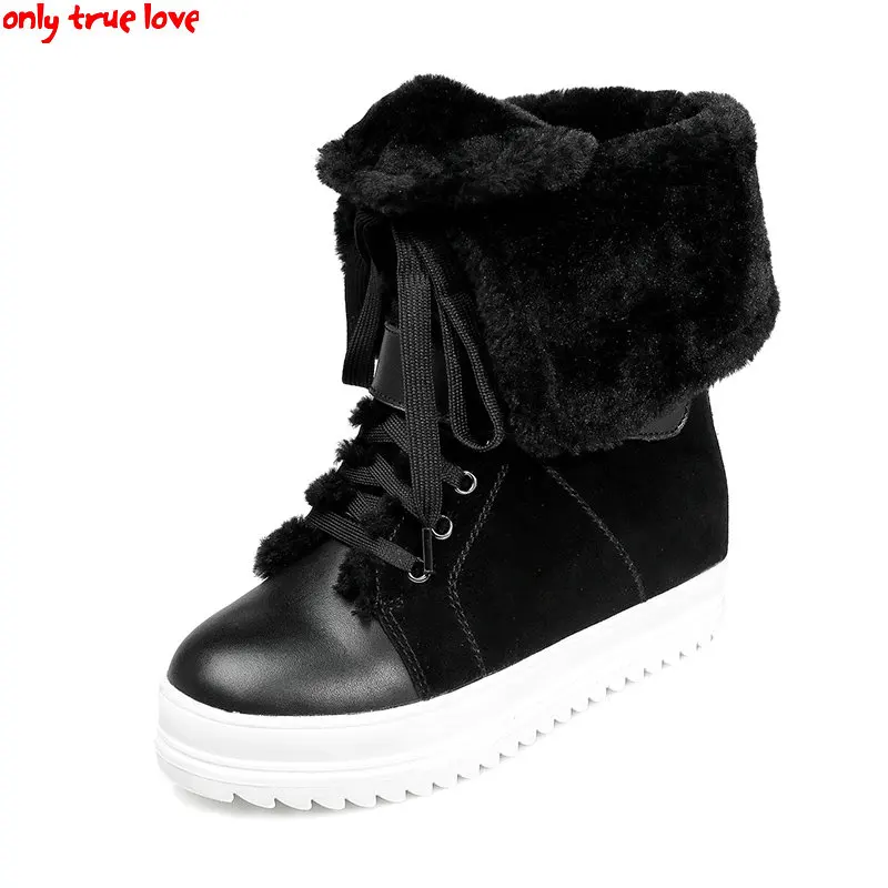 

ONLY TRUE LOVE women boots Fashion Designer leather high boots platform heels women snow boots winter shoes