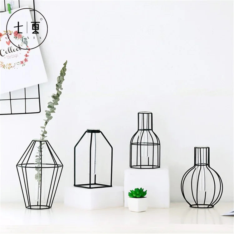 

Iron arts geometry Hydroponics flower vases Europe minimalist decor floral dried flower bottled Standing house home Decoration