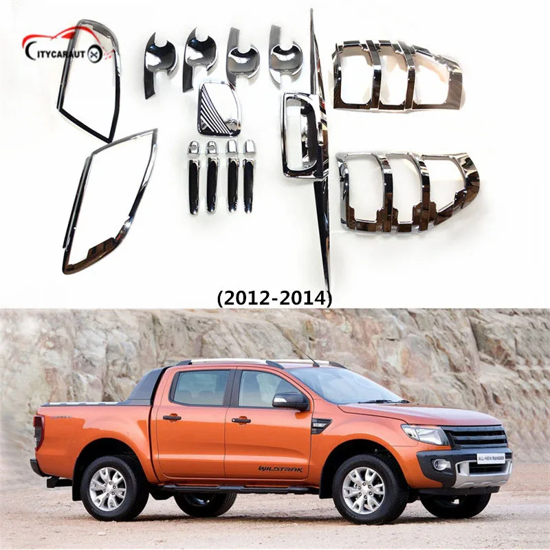 Подходит для 2012- ranger T6 CHROME ABS крышка спереди задний фонарь ручка крышка чаши Крышка Задняя Крышка багажника комплект аксессуаров комплект