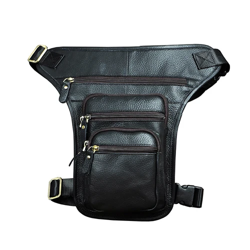 Norbinus, Мужские поясные сумки из натуральной кожи, мотоциклетная облегающая сумка, сумка для верховой езды, мужская сумка-мессенджер, мужской поясной ремень, поясная сумка - Цвет: Black