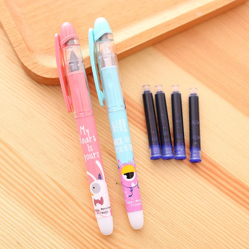 Deli Candy Color Calligraphy Fountain Pen Blue Ink Sac Set Erasable Copy Pen  Writing Set Stationery Store School Office Supplies - Fountain Pens -  AliExpress