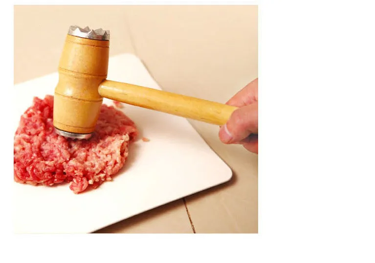 1PC New Wood Double Sides Stainless Steel Steak Pounder Meat Pounder Steak Hammer Cooking Tools OK 0499