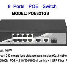Коммутатор POE с 8 портами 250 м 2Lan RJ45 гигабитный 1 портом SFP|Коробки