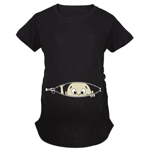 Womens-Cute-Maternity-Pregnant-T-shirts-Tops-Funny-Print-Funny-Cartoon-Baby