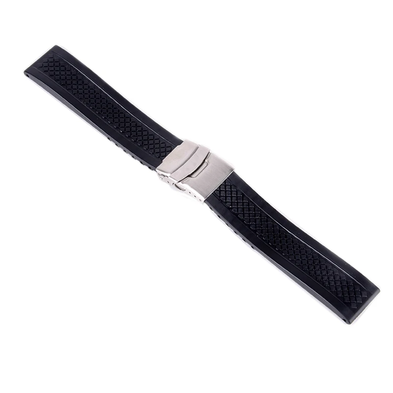 Shellhard 3Styles Sports Watch Band Waterproof Plastic Watch Band 20mm 22mm 24mm Black Watch Strap Deployment Buckle Bracelet