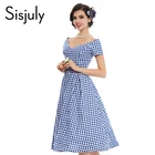 Save 18.27 on Sisjuly vintage dress 1950s style spring summer rockabilly women party plaid dress 2017 summer elegant female vintage dresses