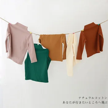 

baby girl clothes T-shirt semi high collar cotton long sleeved T-shirt boys clothes girls clothes