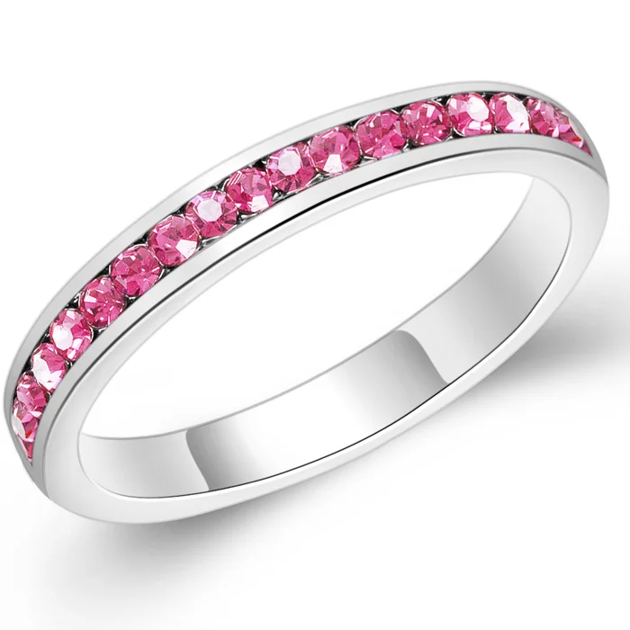 Hermosa большая акция свадебные круглые красные гранат вечерние кольца для женщин из нержавеющей стали камень ювелирные изделия кольцо размер 7#8 - Цвет основного камня: Oct. Rose