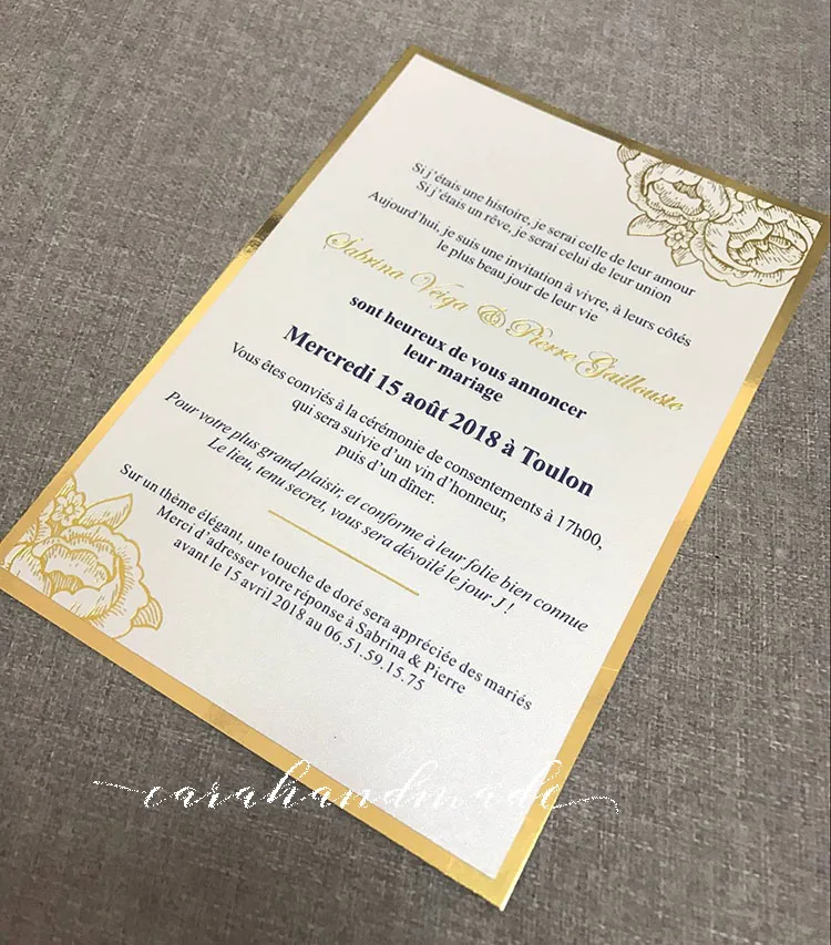  Gold Foil Floral Wedding Invitations China - 1886309914