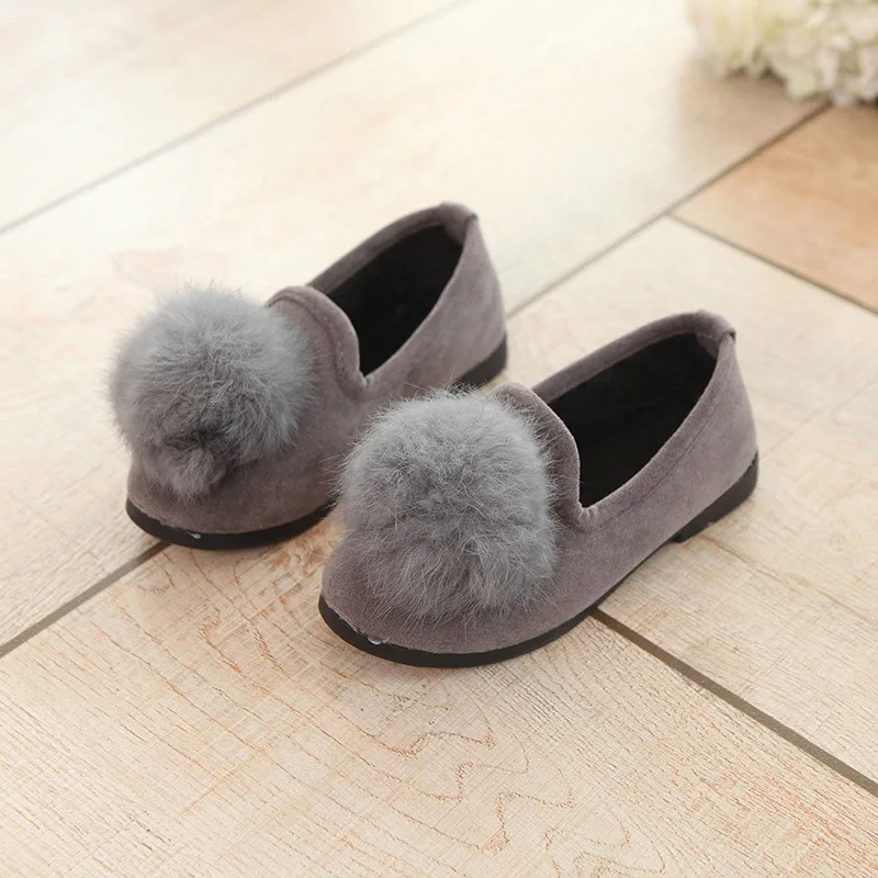 Детская обувь; обувь для девочек; лоферы из флиса для маленьких принцесс; коллекция года; повседневные кроссовки на плоской подошве; дышащие кроссовки на плоской подошве - Цвет: gray