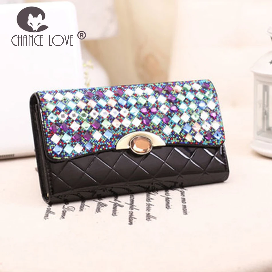 

Chance Love rhinestone crocodile Genuine leather handbag shoulder bag diagonal chain Colored diamond clutch bag crossbody bag