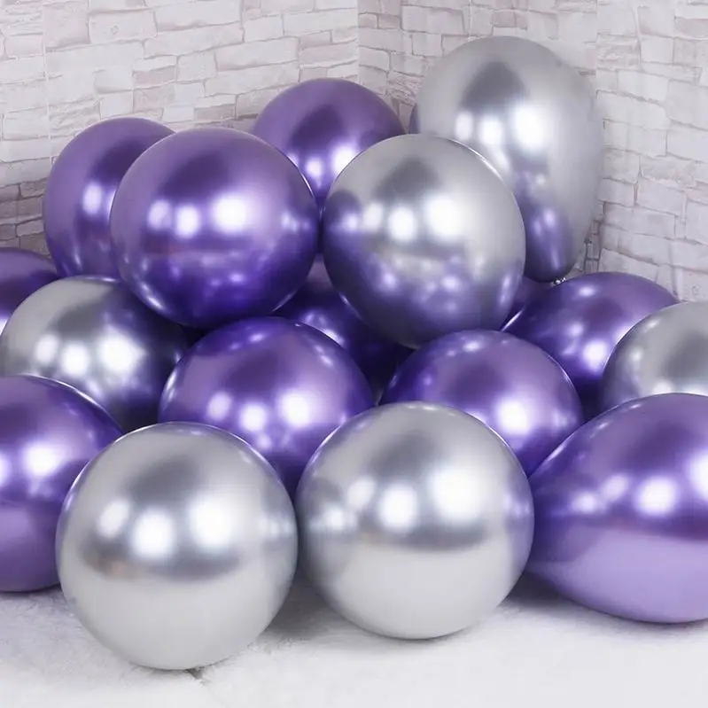 10 шт. 12 дюймов из блестящего металла жемчуг латексные воздушные шары толстые Хромированные Металлические цвета надувные воздушные шары надувные шары вечерние Декор - Цвет: purple silver