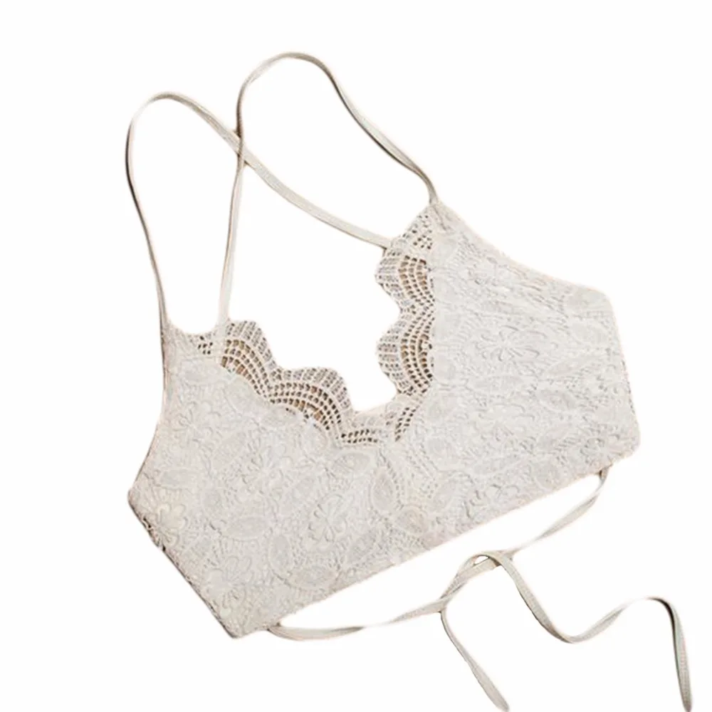 

OnnPnnQ Women Cute Summer Beach Camisole Lace Crop Top Sexy Deep V neck Spaghetti Strap Tank Tops Colete Crochet Halter Top