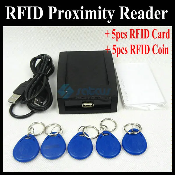 HOT! EM4100 RFID Card Proximity Reader USB 125KHz + 5 Cards + 5 Key