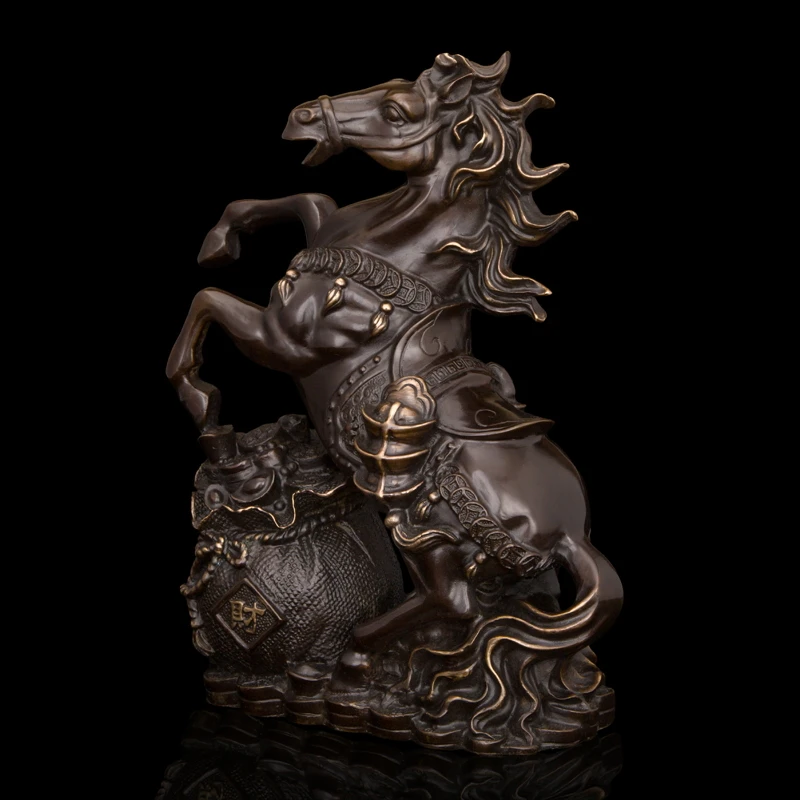 

Chinese zodiac ancient bronze Money horse standing figurine statue fengshui lucky China's Valuable antiques home decoration