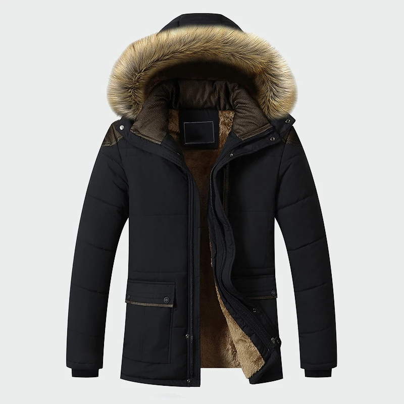 Зимняя мужская куртка, брендовая одежда, модные повседневные тонкие толстые теплые мужские пальто, парки с капюшоном, длинные пальто, мужская одежда ML026