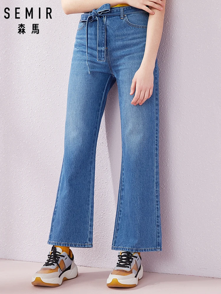 

SEMIR Jeans women 2019 summer new Korean version trend bandages trumpet pants thin student trousers
