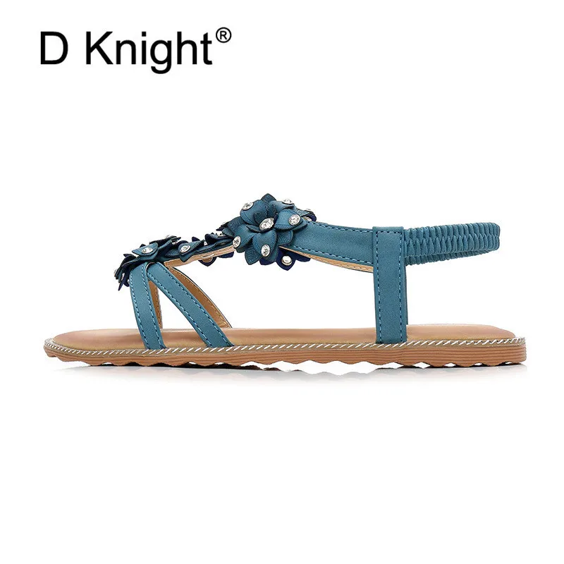 Big Size 35-43 Women Sandals Flat With Shoes Crystal Bohemia Leisure Lady Sandals Open Toe Outdoor Women's Summer Footwear Shoes (5)