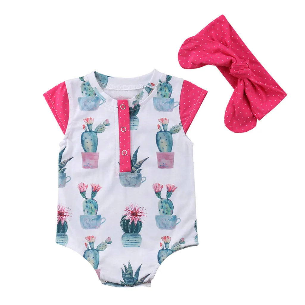 

NewBorn Baby Girl Clothes Fashion Personality Dot Printed Romper Headband Vigorous Clothes Outfits комбинезон для новорожденных