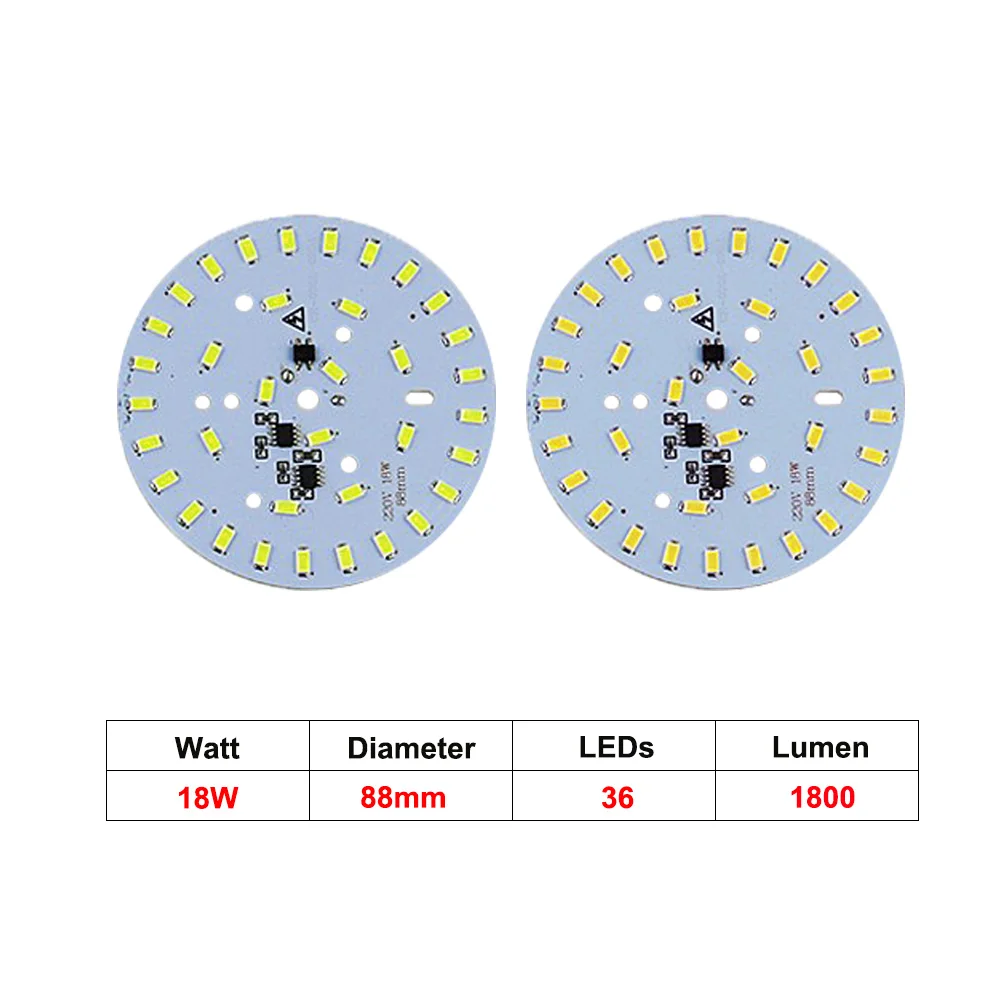10 шт. светодиодный светильник, источник 220 В, интегрированный IC драйвер, светодиодный светильник 3 Вт 5 Вт 7 Вт 10 Вт 12 Вт 15 Вт 18 Вт 24 Вт 36 Вт 5730 SMD для дома, светильник ing JQ - Испускаемый цвет: 18W 88mm
