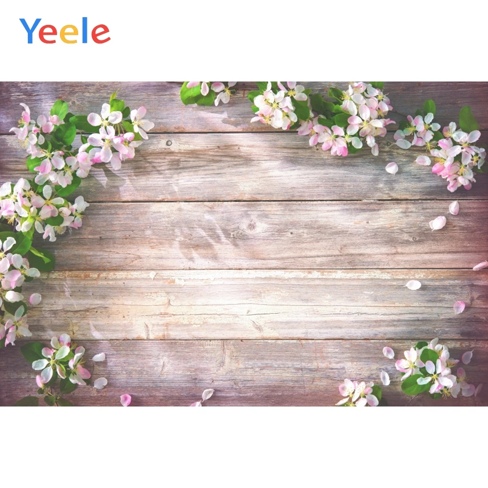 

Yeele Wooden Board Planks Grunge Fresh Flower Portrait Photography Background Customized Photographic Backdrops for Photo Studio