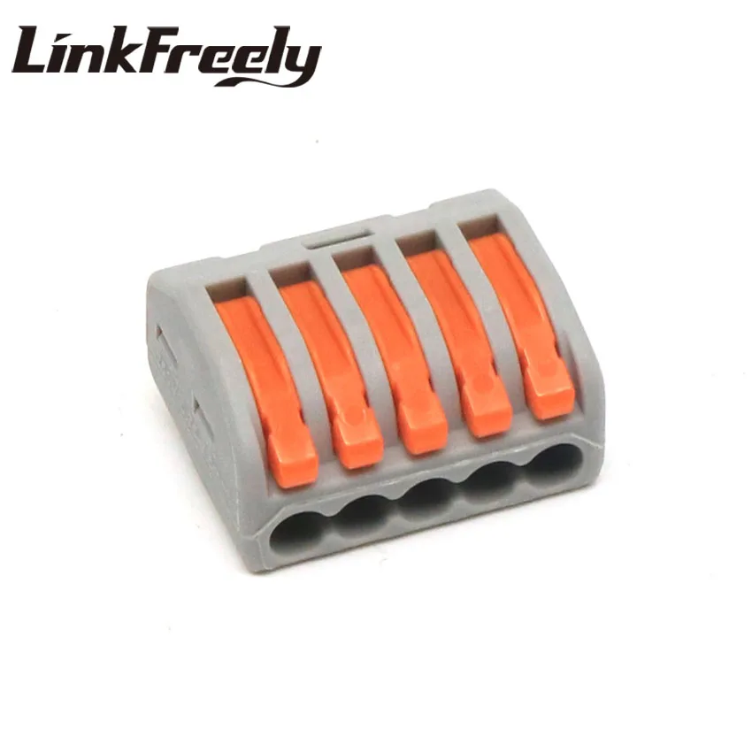 

PCT-215 100pcs Quick Wire Connector Teminator Lug 32A 400V 0.08-2.5/4mm^2 Spring Faston Terminal Block Connector Set Electric
