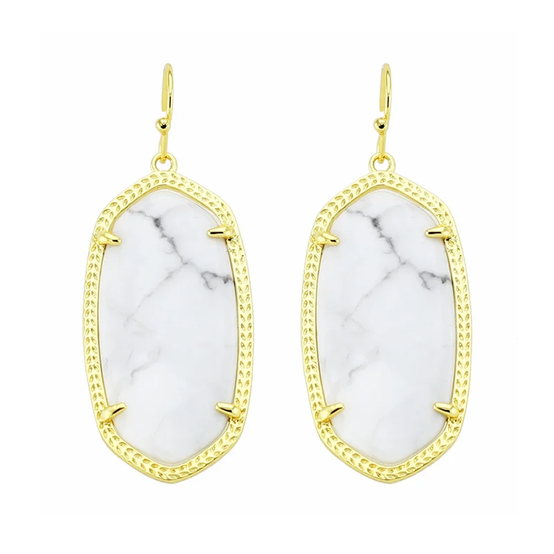 

Trendy KS Elle White Howlite Semi-precious Stone Earrings Modern Jewelry for Women Wholesale Gift