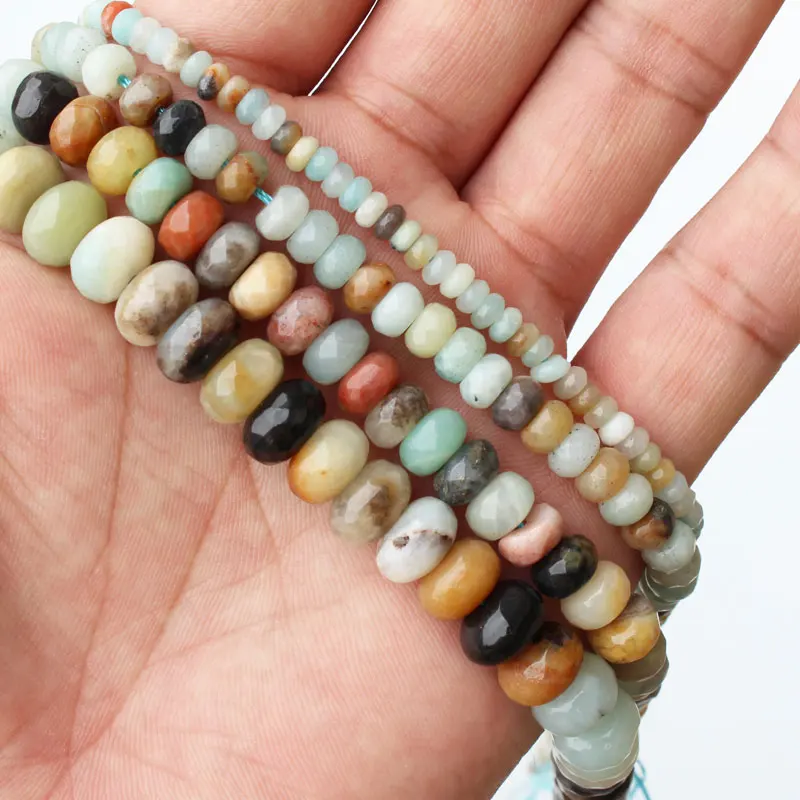 Wholesale Natural Faceted Amazonite Rondelle beads 15" For DIY Jewelry