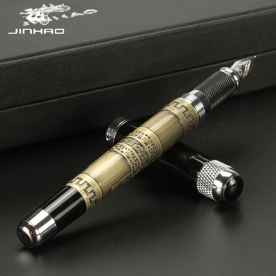 JINHAO189 Luxury Metal Fountain Pen Metal Gift Box 2 pens Blue & Black