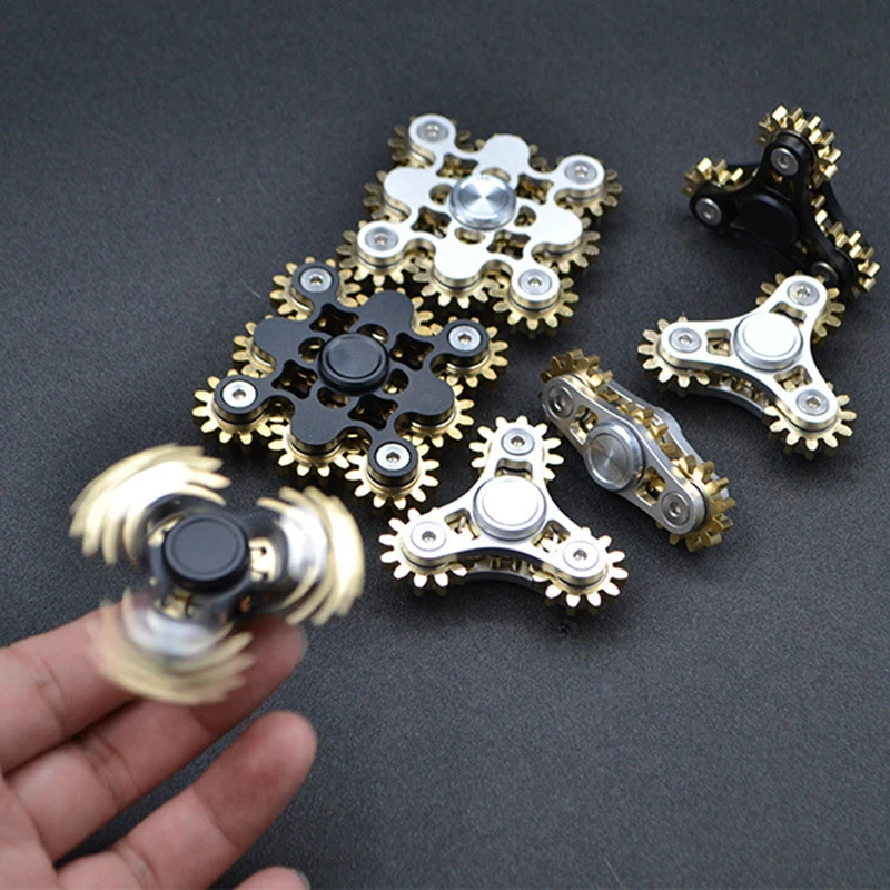 Горячая девять 9 Шестерни ручной Spinner Металлический фантастические EDC руки Spinner латунь Спиннеры для СДВГ Игрушечные лошадки подарок