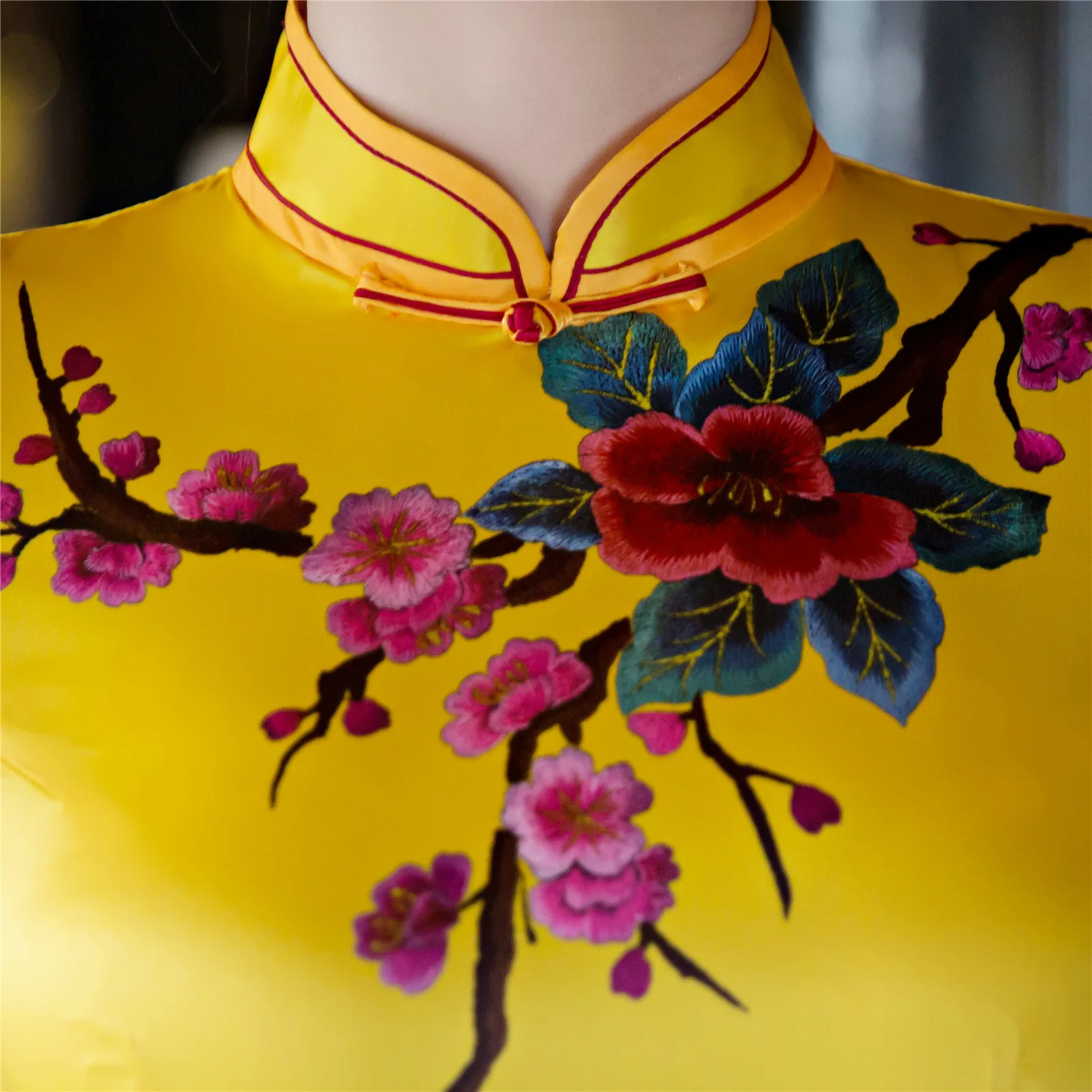 Длинное современное платье qipao Элегантное Шелковое Платье Ципао с длинным