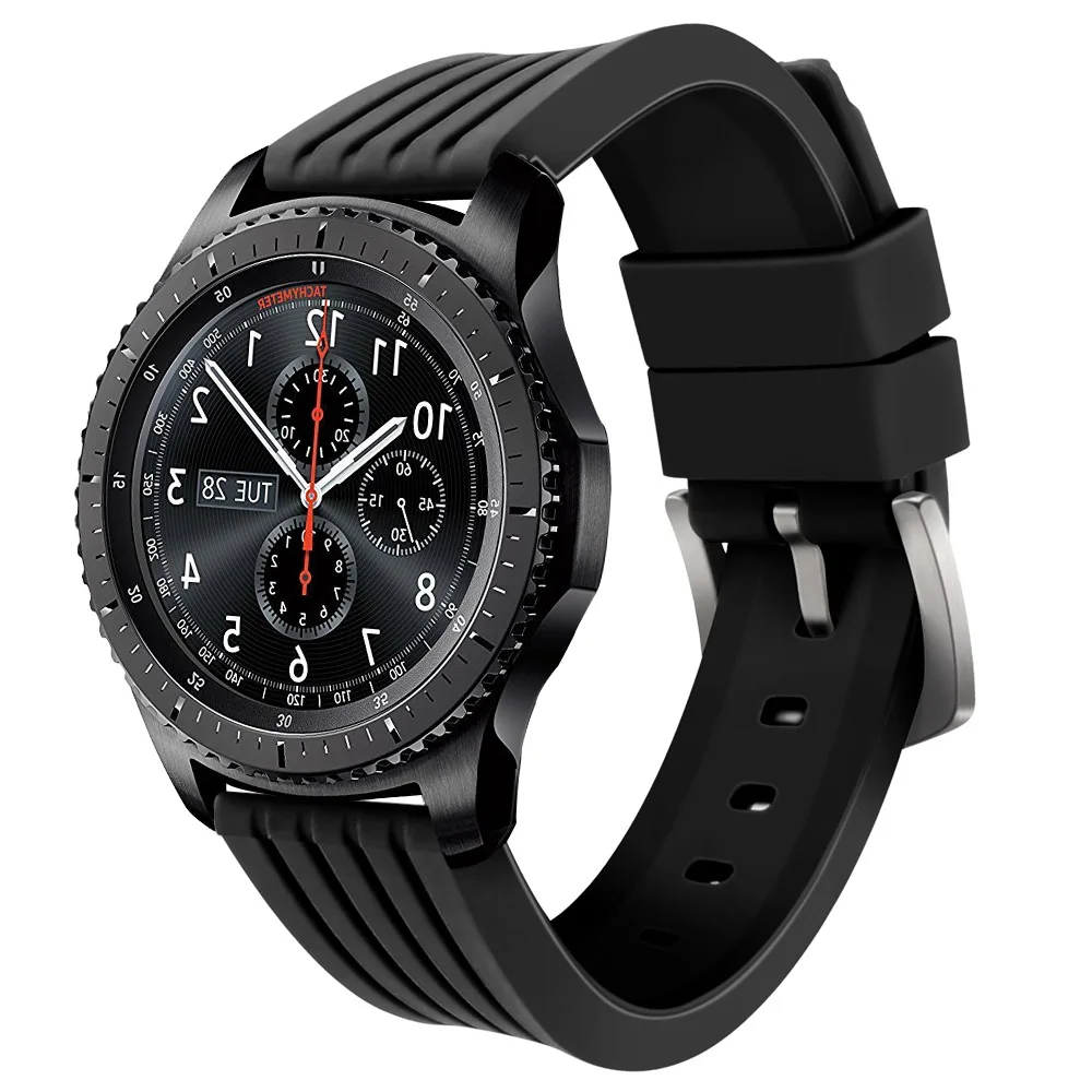 Силиконовый ремешок для Amazfit bip samsung gear S3 Band Frontier ремешок для gear S3 классический ремешок 22 мм смарт-часы браслет - Цвет ремешка: Black