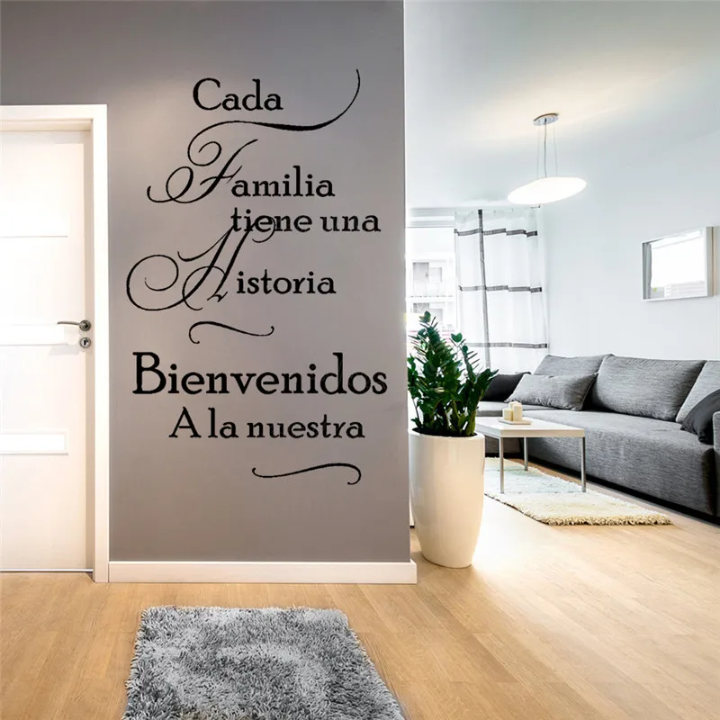 

Cada Familia Tiene Una Historia WELCOME to Ours Wall Sticker Spanish Home Quotes Poster Mural Beauty Decals Stickers LX170