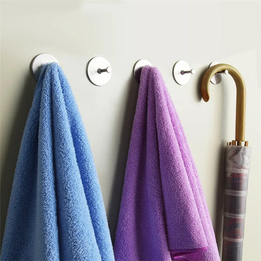New 4Pcs Multifunctional Bathroom Kitchen Self Adhesive Hook Towel And