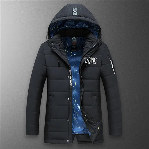 ZHAN DI JI PU Брендовая одежда мужская зимняя куртка теплое Стеганое пальто Повседневная парка 145 - Цвет: Черный
