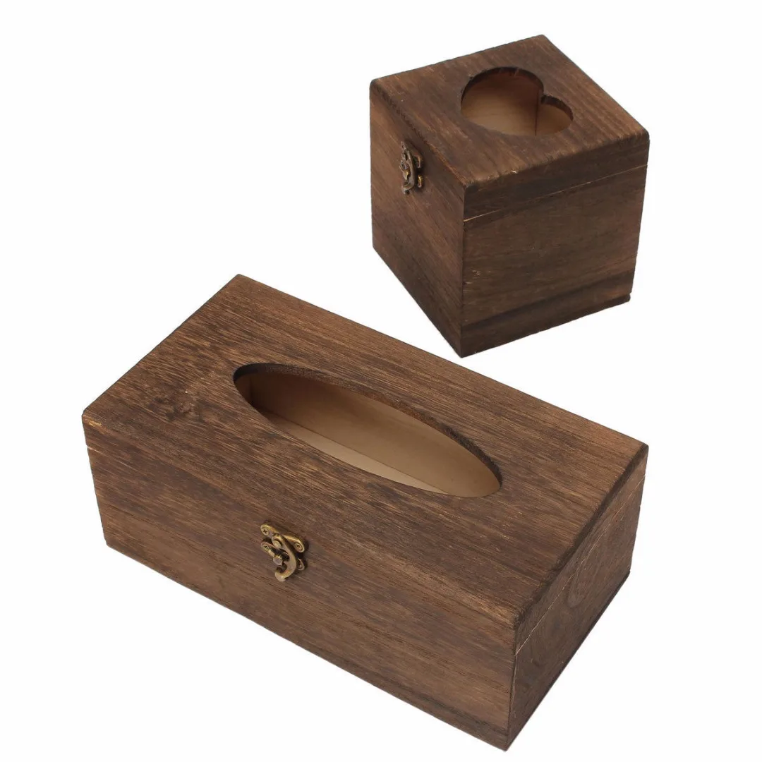 JX-LCLYL Retro Wooden Tissue Paper Box Case Cover Napkin Holder Bar Home Decoration New