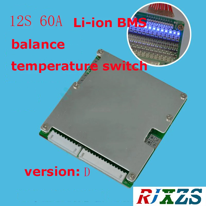 

12S 60A version D lipo lithium Polymer BMS/PCM/PCB battery protection board for 12 Packs 18650 Li-ion Battery Cell w/ Balance