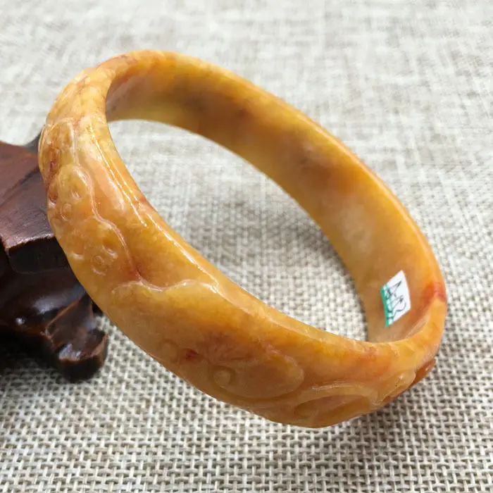 

A-153 Beautiful China Hand-carved Orange Jadeite Jade Gems Bracelet Bangle 64mm