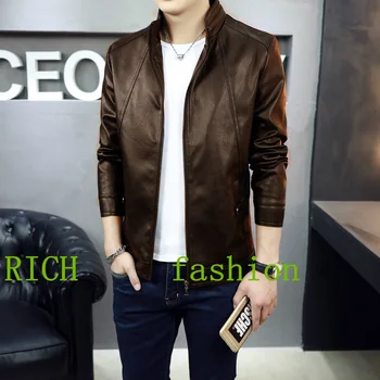 

autumn of 2017 youth motorcycle leather jackets Men's leather Pu leather collar cultivate one's morality