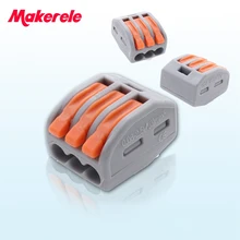 20 шт./лот) Makerele 222-413 Универсальный компактный проводка 3 штифтов проволочный коннектор, проводниковый блок выводов AWG 28-12