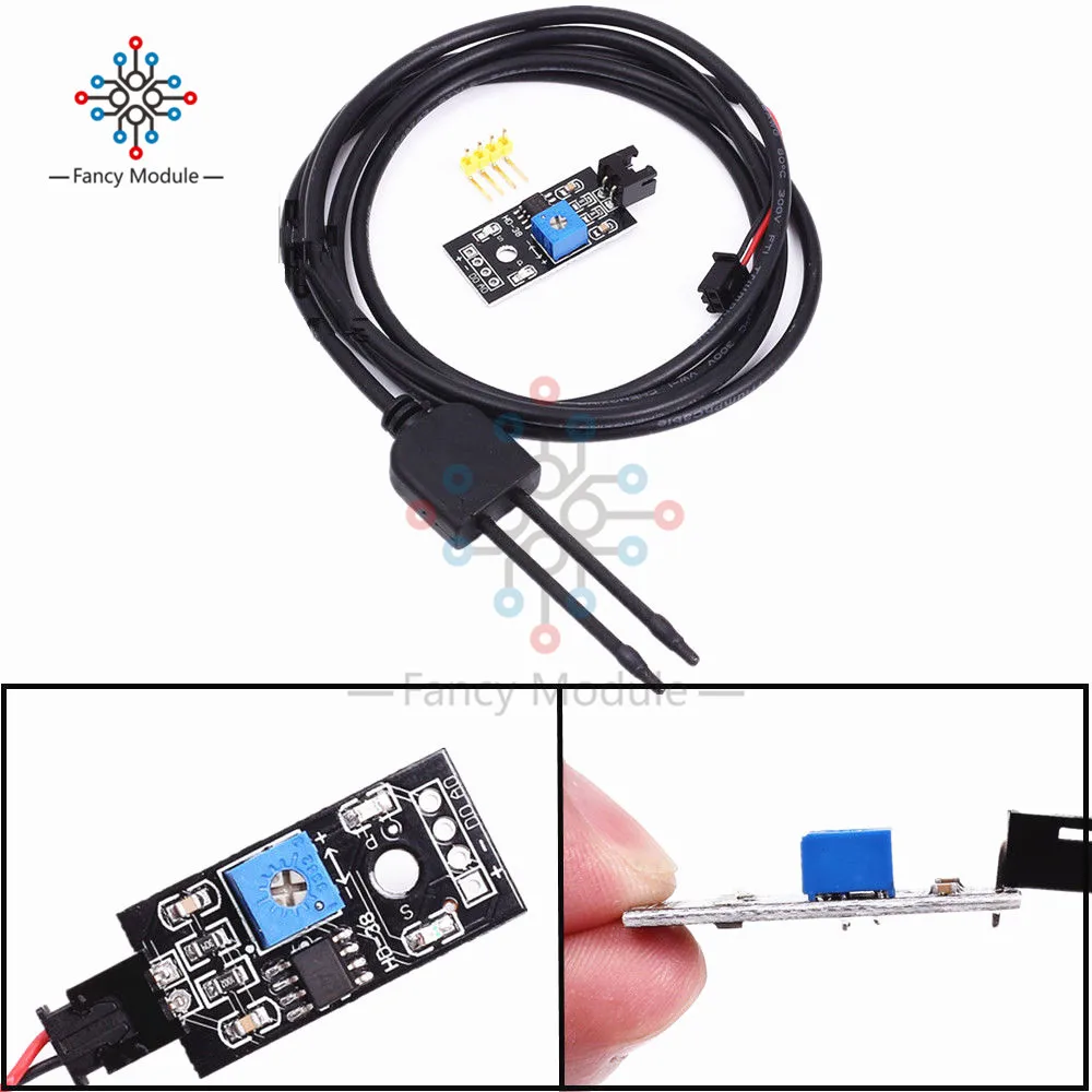 

DC 3.3-12V Soil Humidity Sensor Tester Module Potentiometer Hygrometer Moisture Detection with Humidity Sensor Probe for Arduino