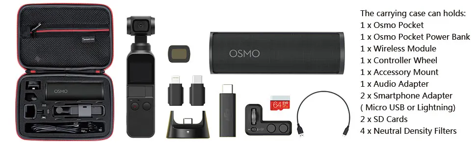 Smatree чехол для DJI Osmo Pocket, портативный жесткий чехол для смартфона адаптер, фильтры для объектива, кабель питания