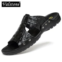 Valstone XL размера плюс 38~ 52 мужские шлепанцы из спилка летние шлепанцы горячая Распродажа сандалии пляжная обувь sandalia hombres черные