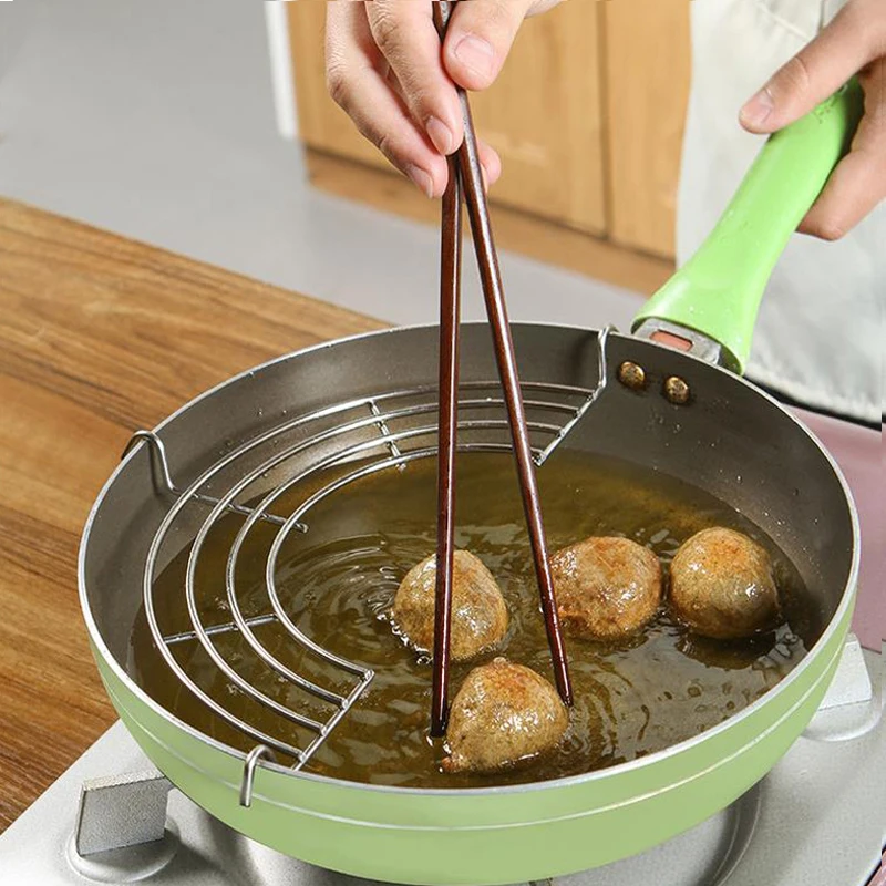 

Stainless Steel Shelves Food Cooling Rack Strainer Kitchen Wok Fry Pan Pot for Fry Pan Drainer Rack for Tempura Fried Chicken